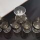 9 glasses of white wine on vintage stand Luminarc Smoked Black