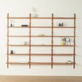 Classic wall shelf by Poul Cadovius for Cado, 1950s, teak veneer, 18 shelves, 4 ladders, Denmark