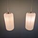 Pair of ribbed white opaline pendants, Philips, 1960s