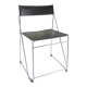 Modernist design chair chrome metal and black leather - 70s