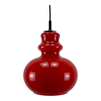 Red glass pendant by Peill and Putzler 1960