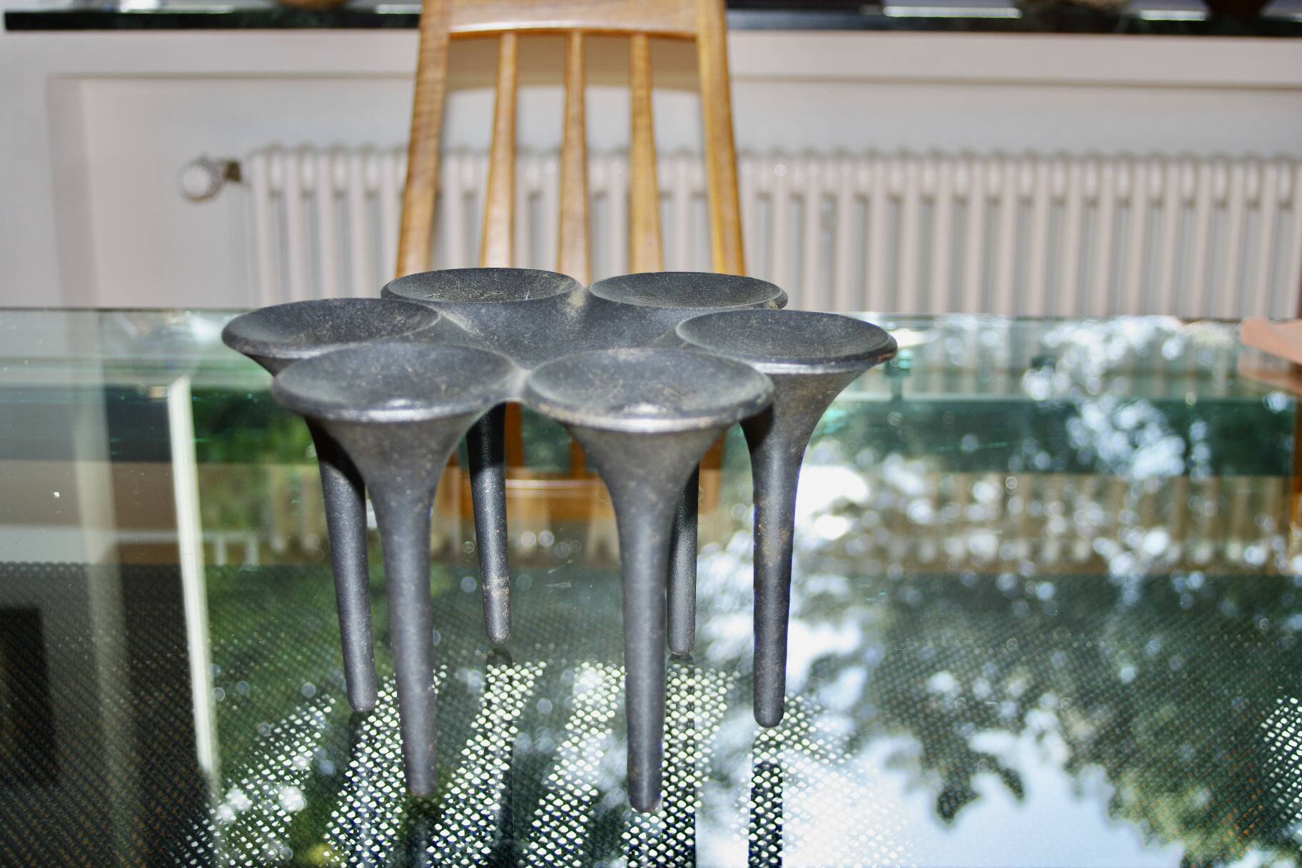 Vintage black cast iron candle holder by j quistgaard fordansk international design 1960s