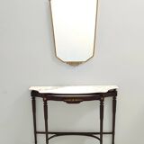 Ebonized Beech Console Table with Portuguese Pink Marble Top, Italy