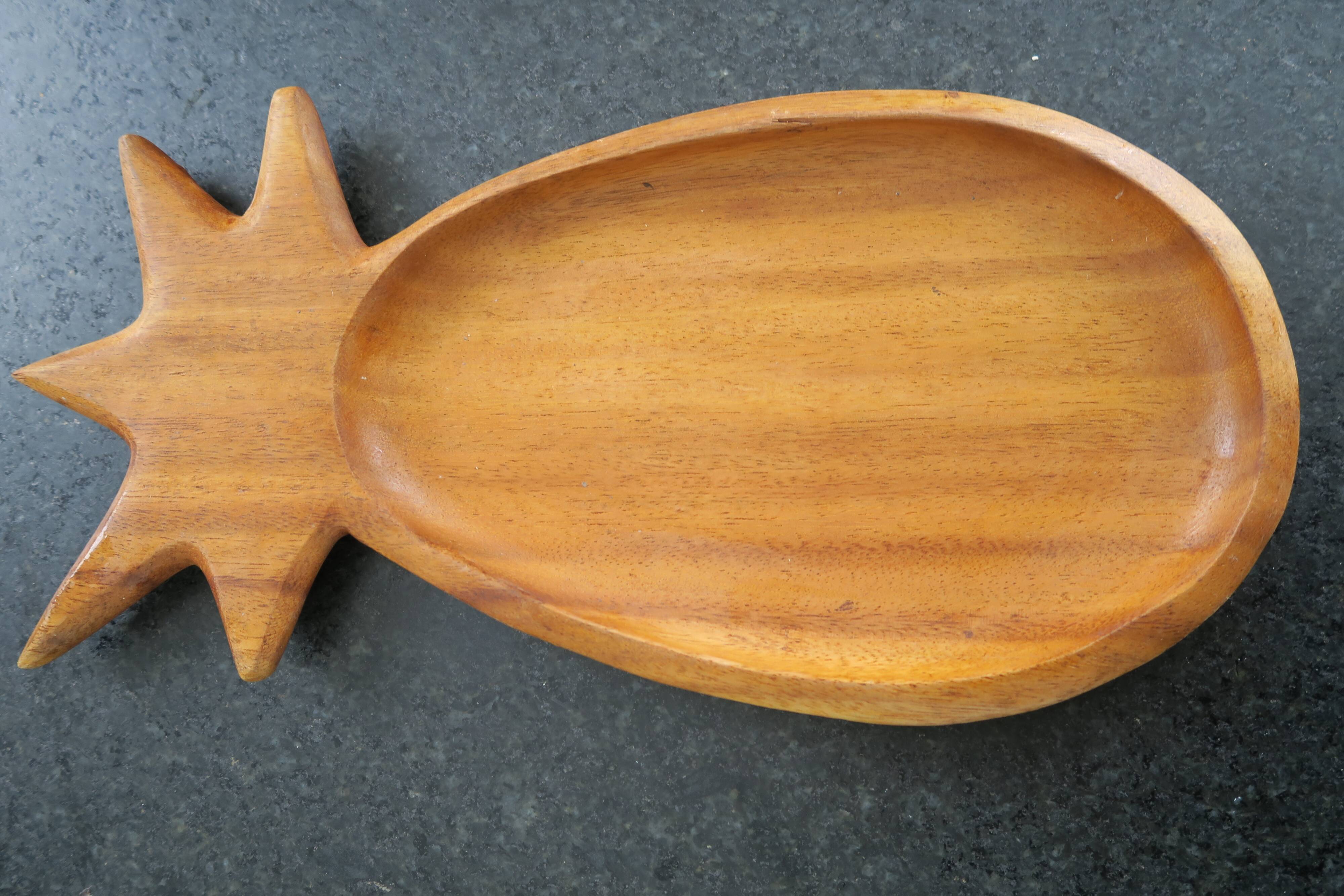 Presentation board shape pineapple teak vintage 33 cm