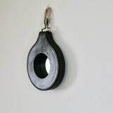 Lancel mirror, leather and wood, France 1960s