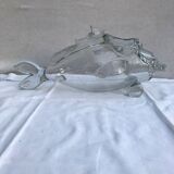 Ancien vase forme poisson verre soufflé