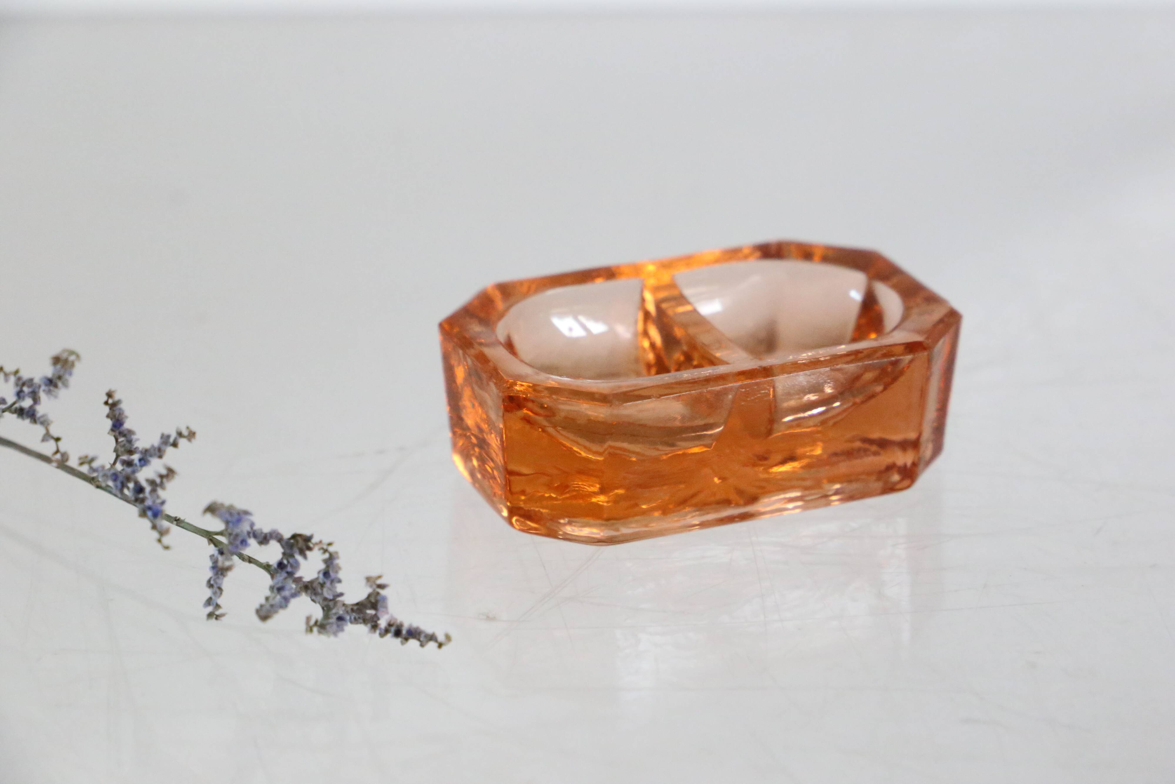 Authentic French vintage pink glass salt and pepper set