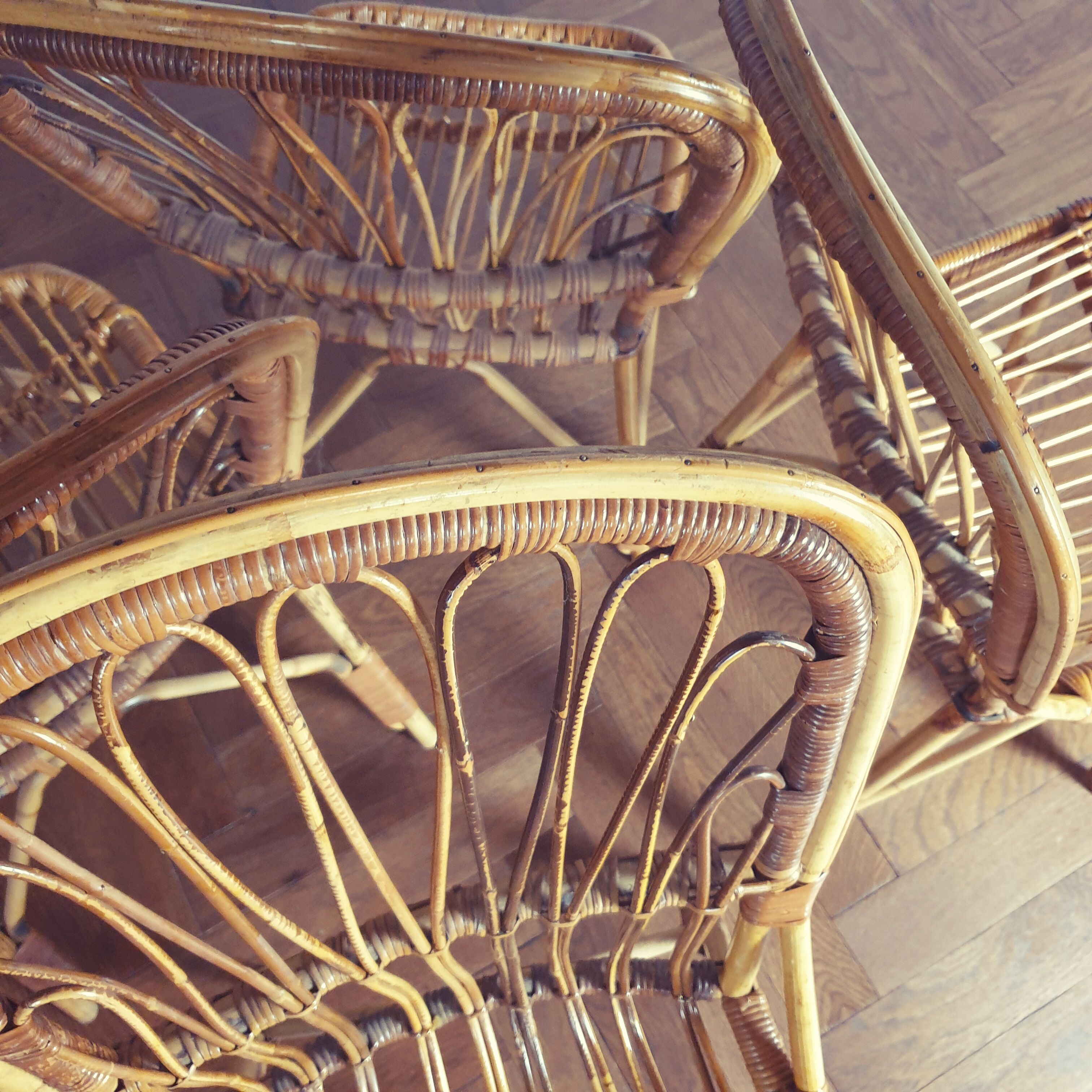 4 vintage rattan chairs