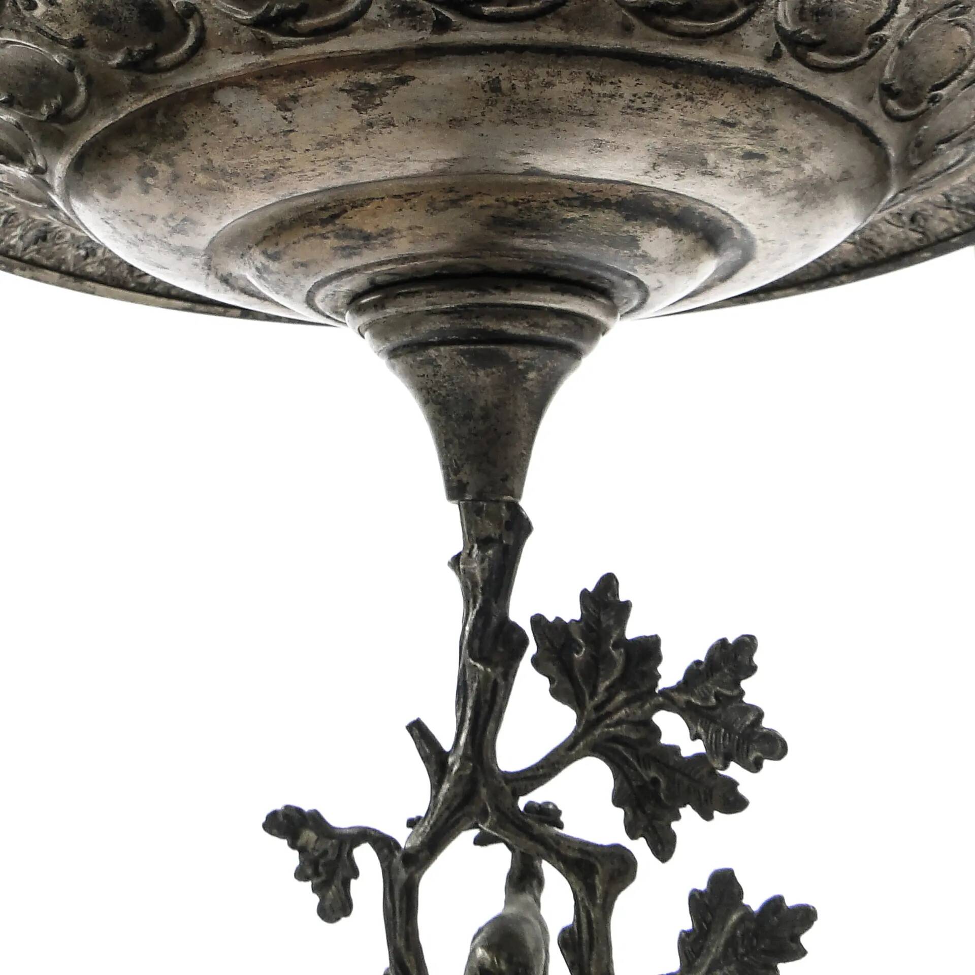 Figural eclectic fruit bowl, silver-plated brass, Poland, 19th century