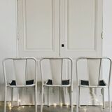 Trio of Tolix style metal chairs
