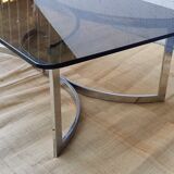 70's glass and chrome metal coffee table