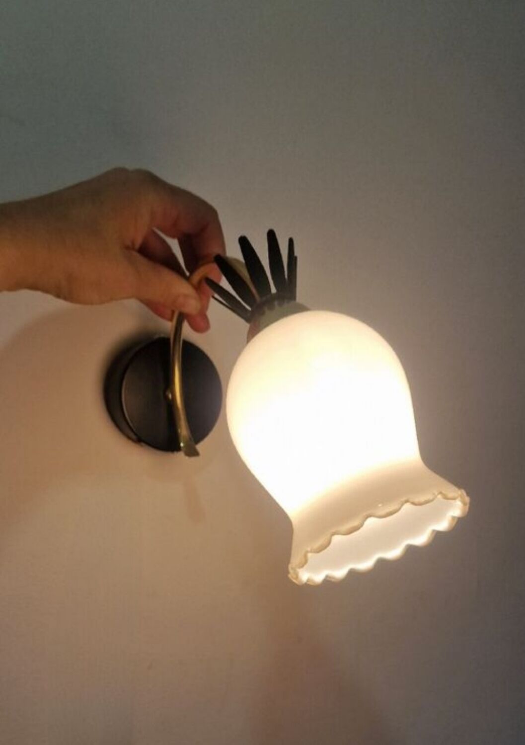 Duo appliques en opaline laiton finition noir