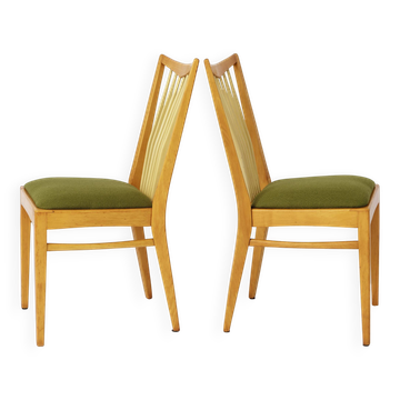 Pair of Vintage 1950s Mid-Century Modern Chairs – Solid Beech Wood & Fresh
