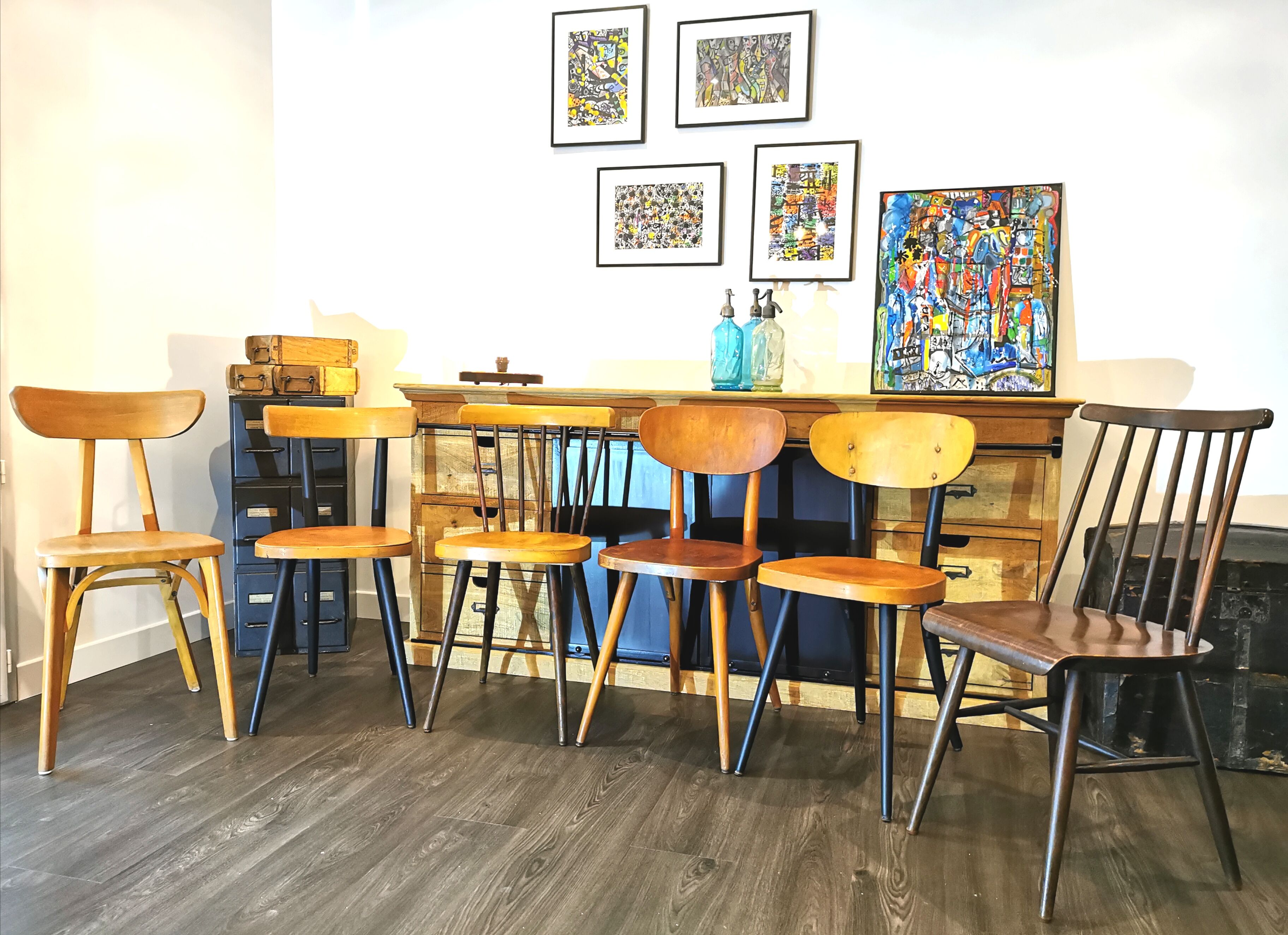 Series of 6 chairs bistro Baumann and Luterma