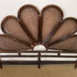 Rosette headboard in vintage rattan and canework