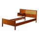 Lit vintage design with bedside table, teak veneer, fabric, 1960s.