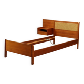 Lit vintage design with bedside table, teak veneer, fabric, 1960s.