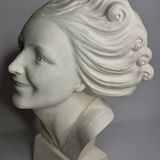 Bust of a young woman by Salvatore Melani, Art Deco style, 48 cm