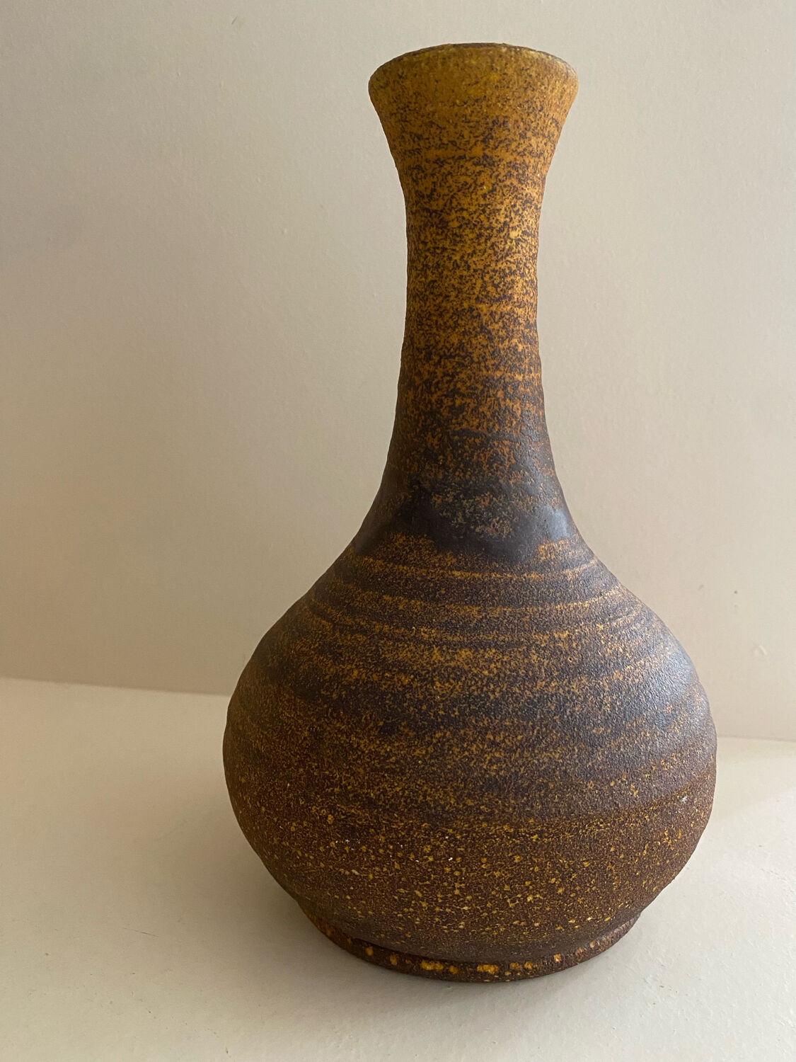 Golden yellow ochre Accolay ceramic vase