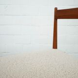 Ensemble de 6 chaises en teck avec nouveau tissu bouclé