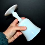 Ancient opaline white glass goblet with a soap bubble effect.