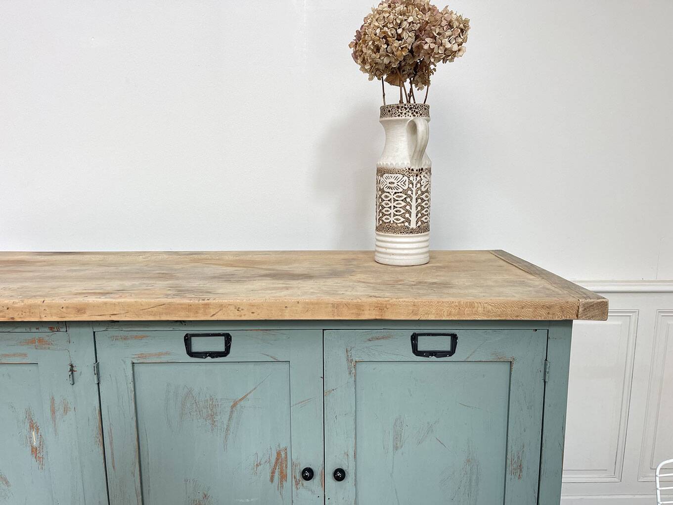 Enfilade en bois années 1950 patine bleutée