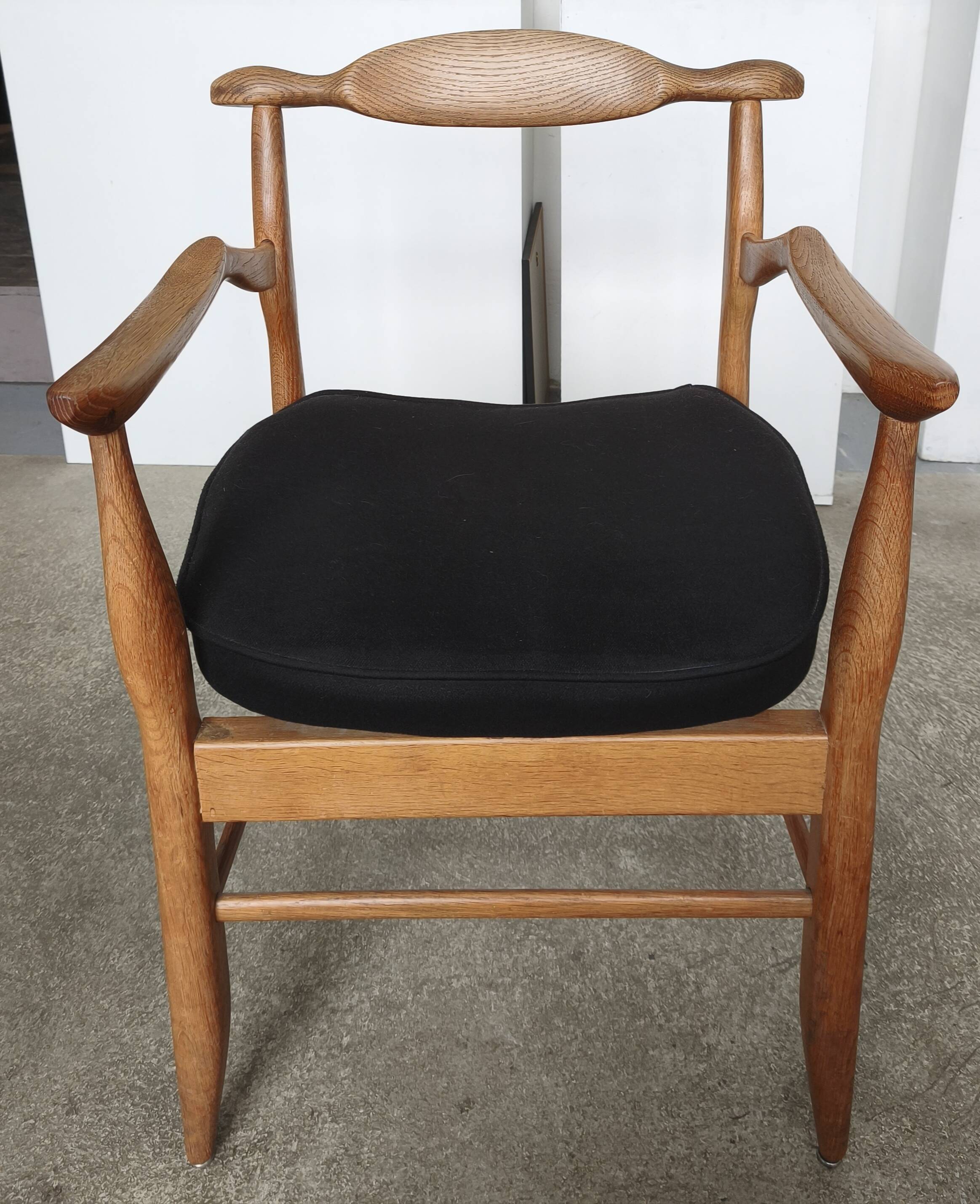 Oak armchair from 1950 by Guillerme and Chambron