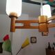 Lustre en bois et opaline République Tchèque 1970