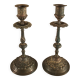 Pair of decorated candlesticks