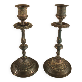 Pair of decorated candlesticks