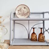 Etagère rotin ancienne grise
