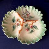 Mendiant ou serviteur en barbotine a decor de fruits poignee coeur