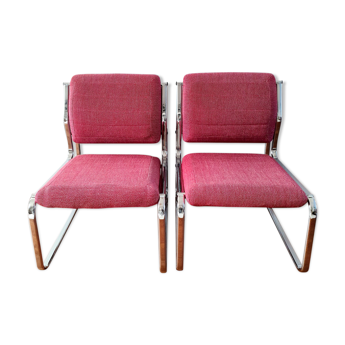 Pair of Atal chrome low chairs 1970