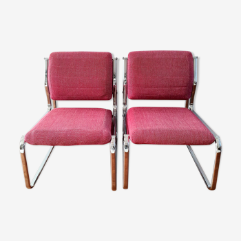 Pair of Atal chrome low chairs 1970