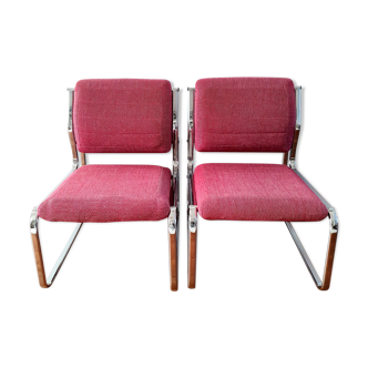 Pair of Atal chrome low chairs 1970