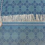 Vintage Traditional Oriental Carpet Green Blue Hand-Knotted Wool