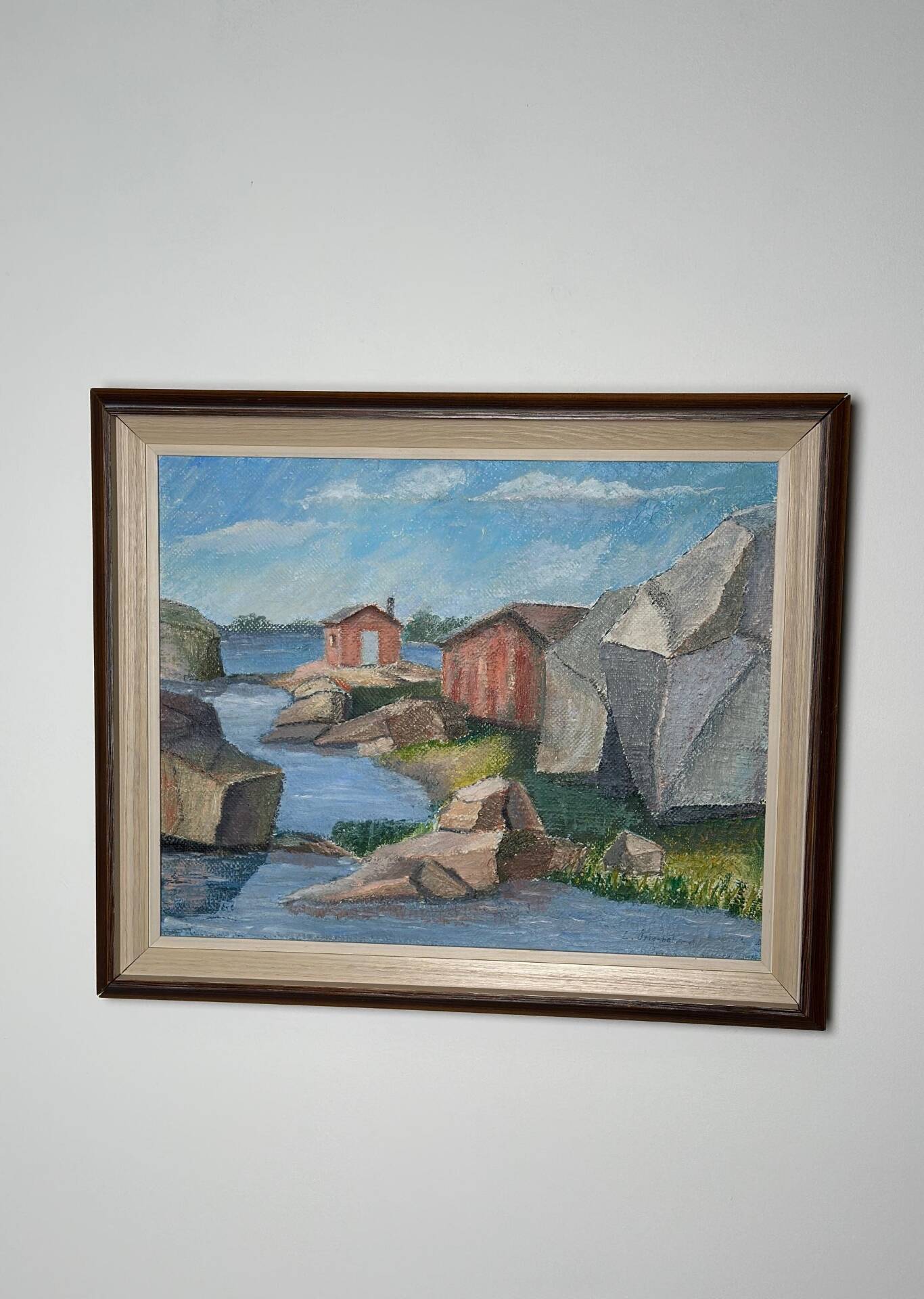 Swedish Oil on Canvas – “Coastline” by L. Österholm –  Dated 1964