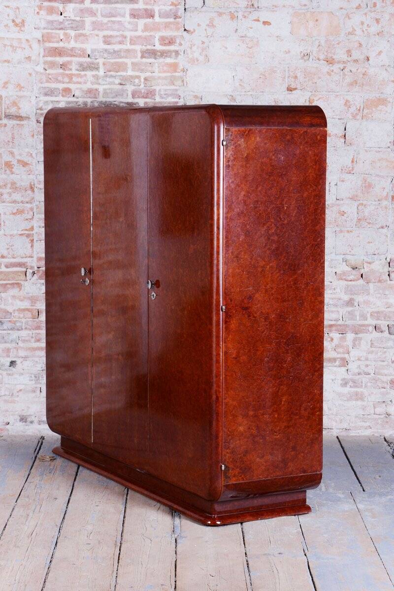 Art Deco Wardrobe in Mahogany attributed to J. Halabala for Up Zavody, Czech, 1920s