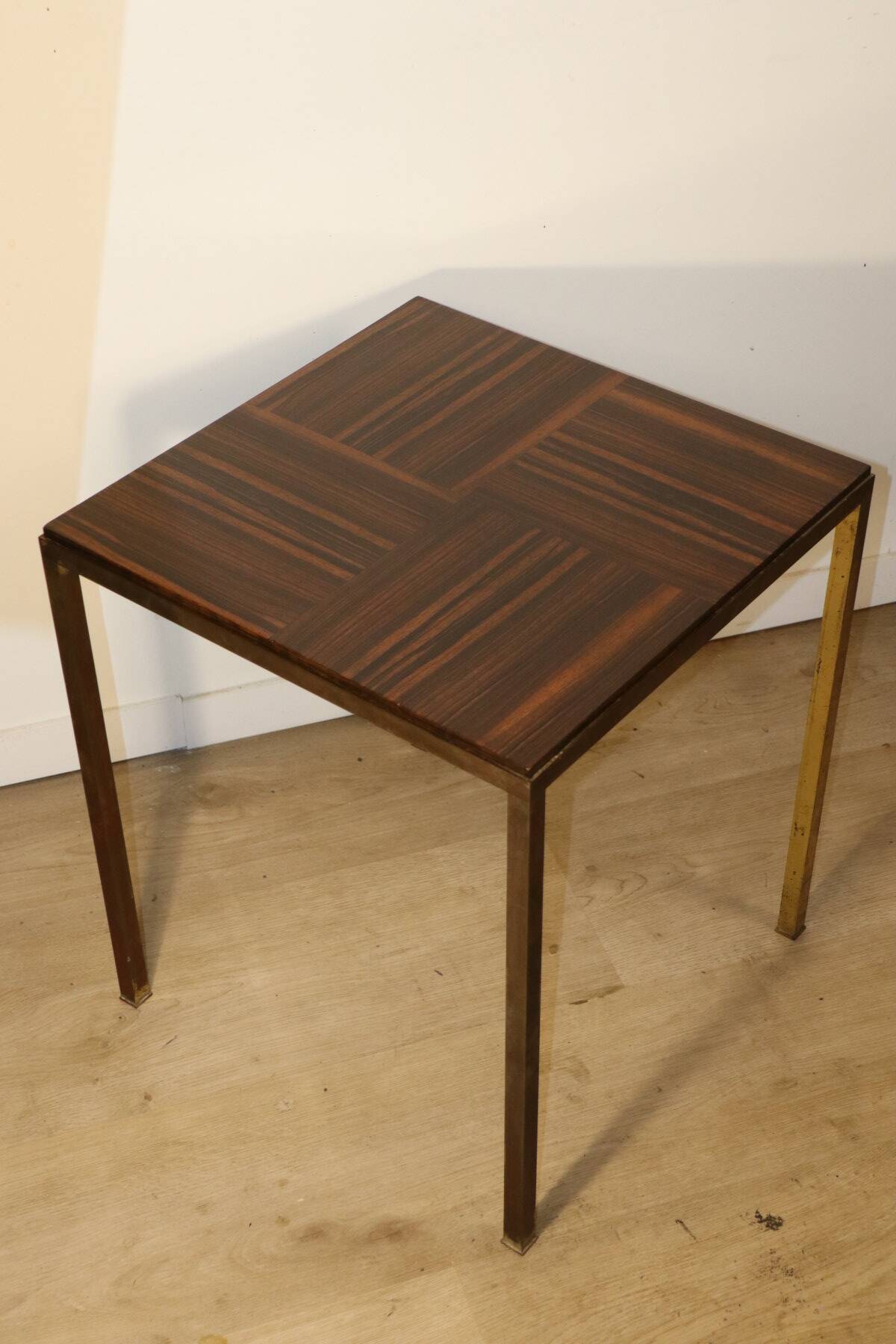 Vintage side table in rosewood & bronze – 1960s