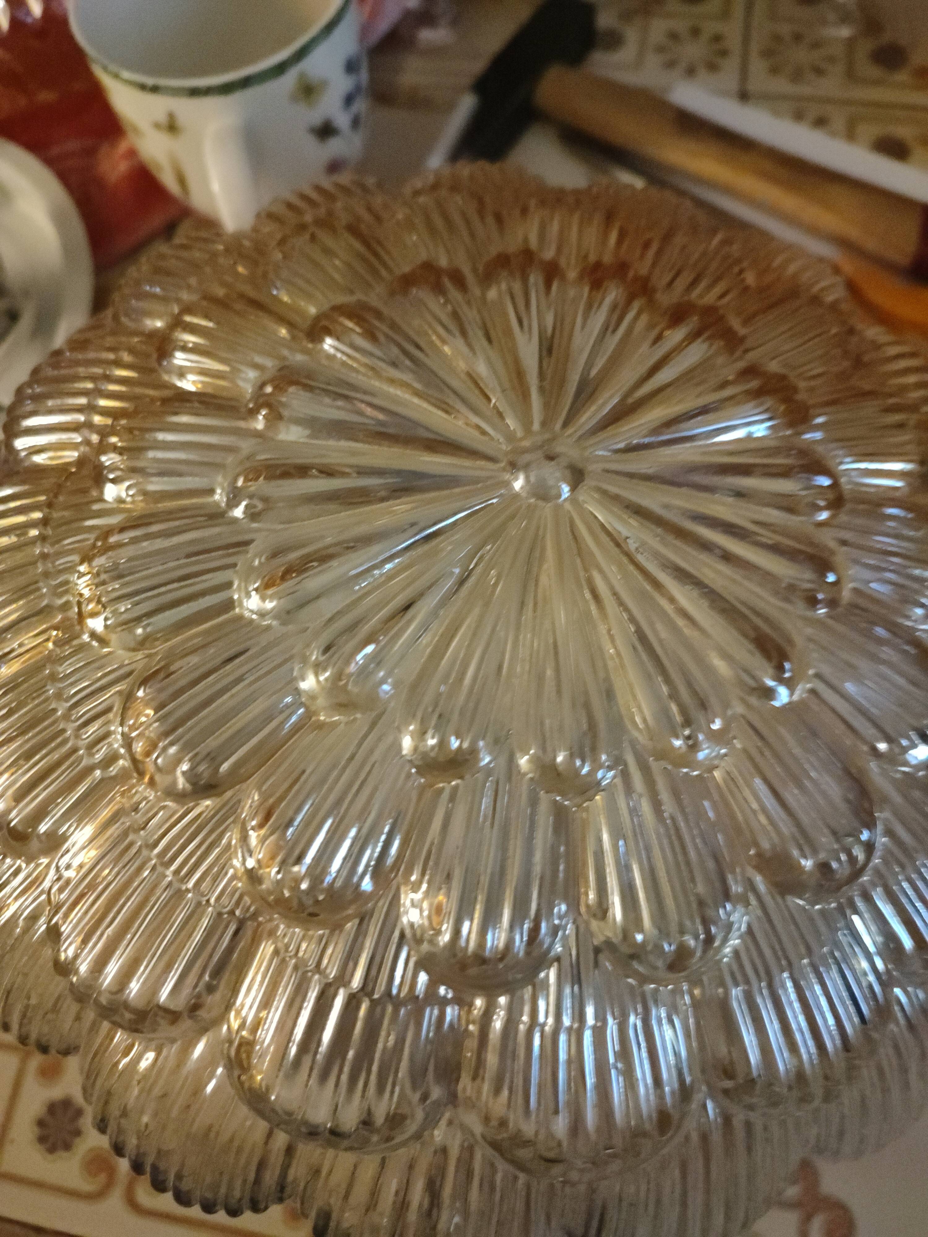 Vintage ceiling light in gold iridescent glass