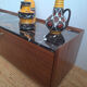AMPM Noham TV unit, walnut sideboard with amber marble.