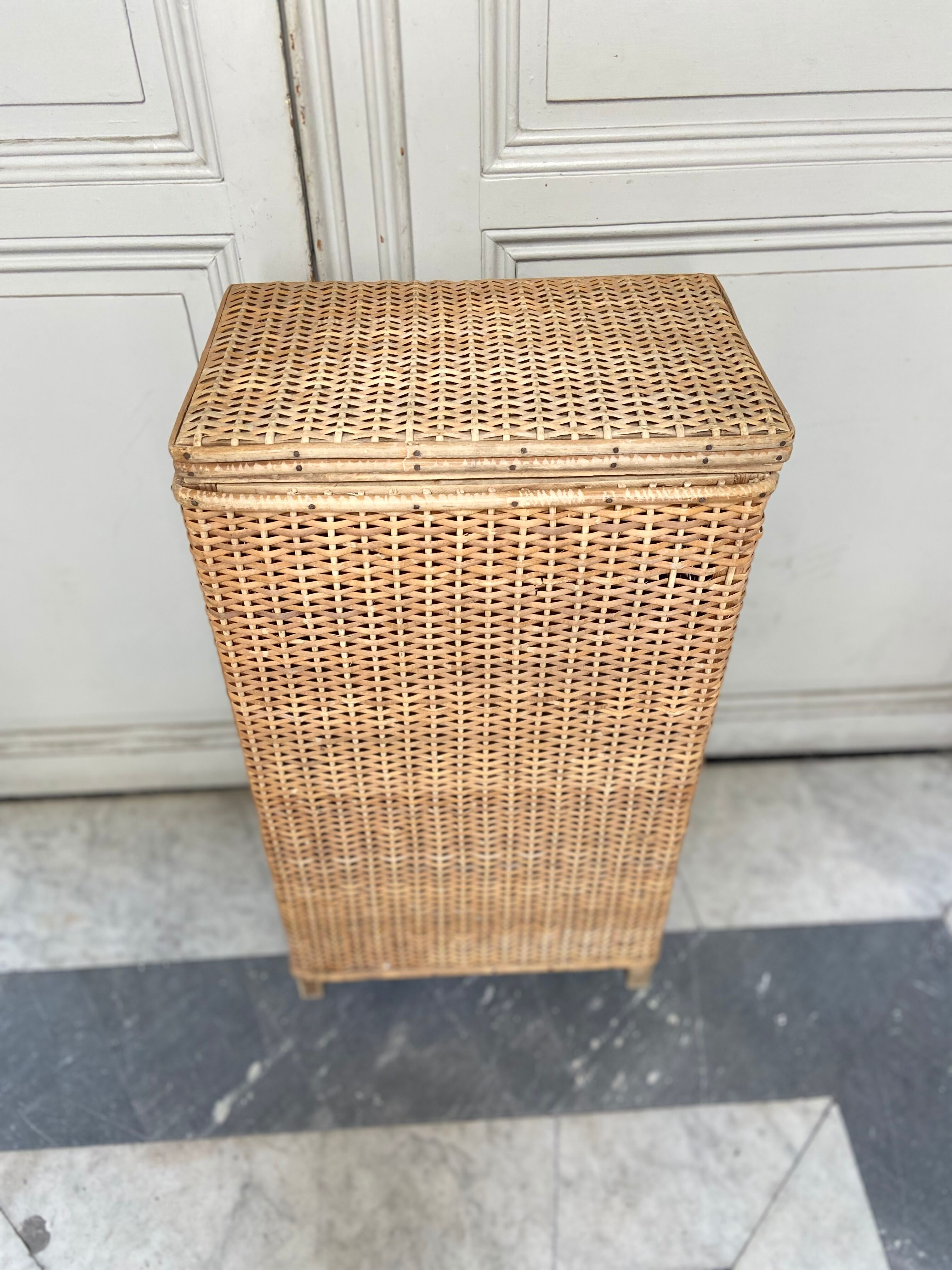 Large vintage rattan basket