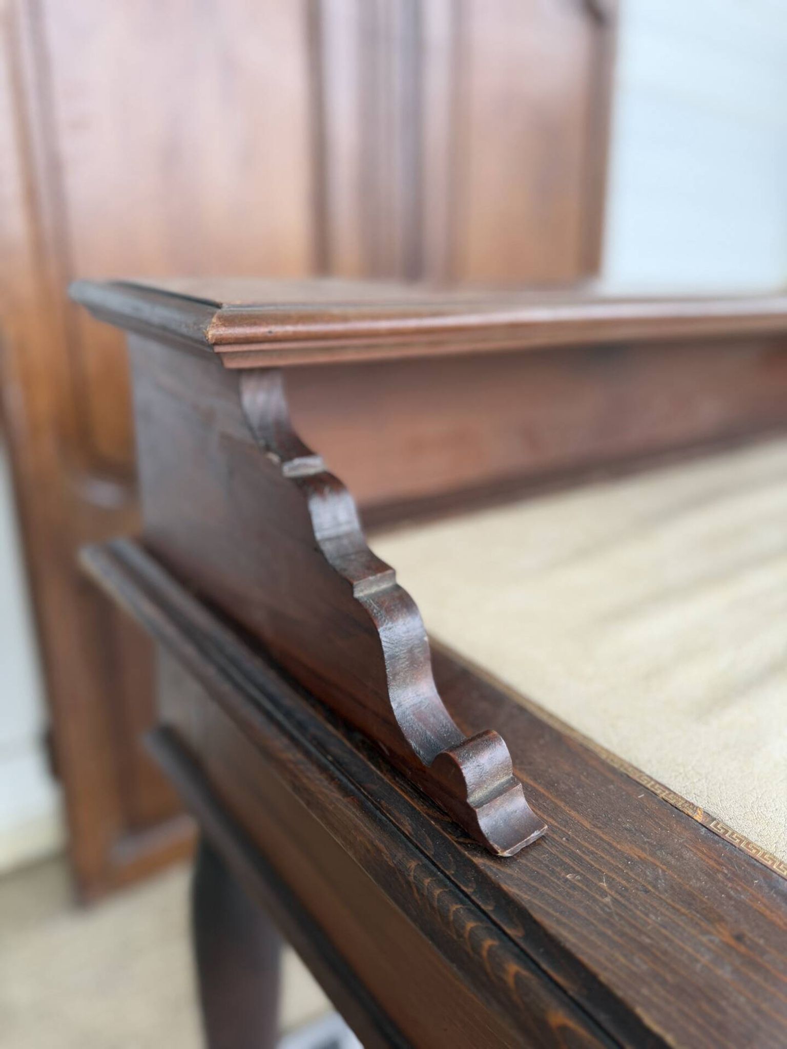 Antique Henri II style desk in solid wood - 2 drawers - 120cm