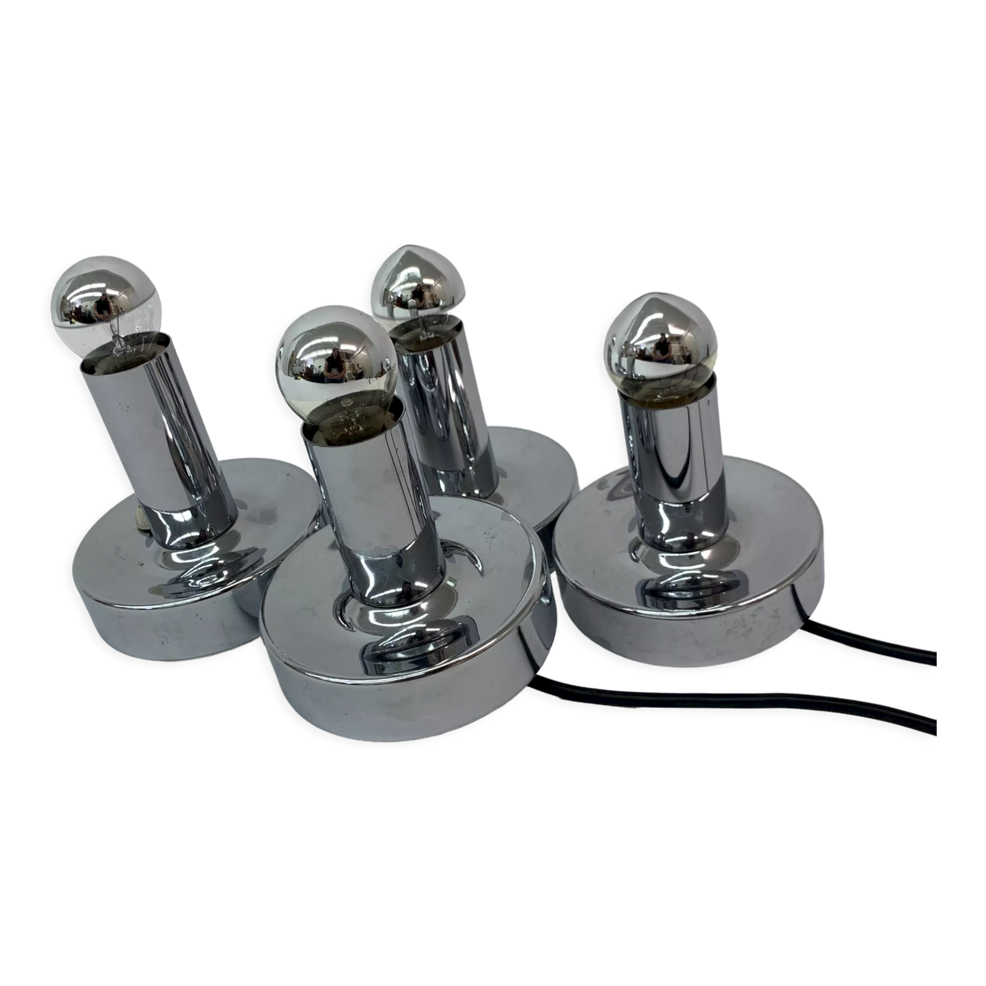 Set of 2 Space age chrome bedside lamps , 1970’s