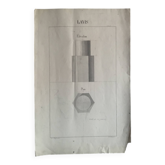 19th century academic architectural wash drawing