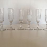Set of 6 Champagne crystal flutes with fine ribs in 19th century