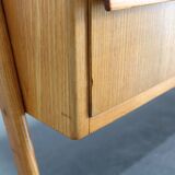 1960s Czechoslovakian Maple TV Rack with Drawers and Glass Top