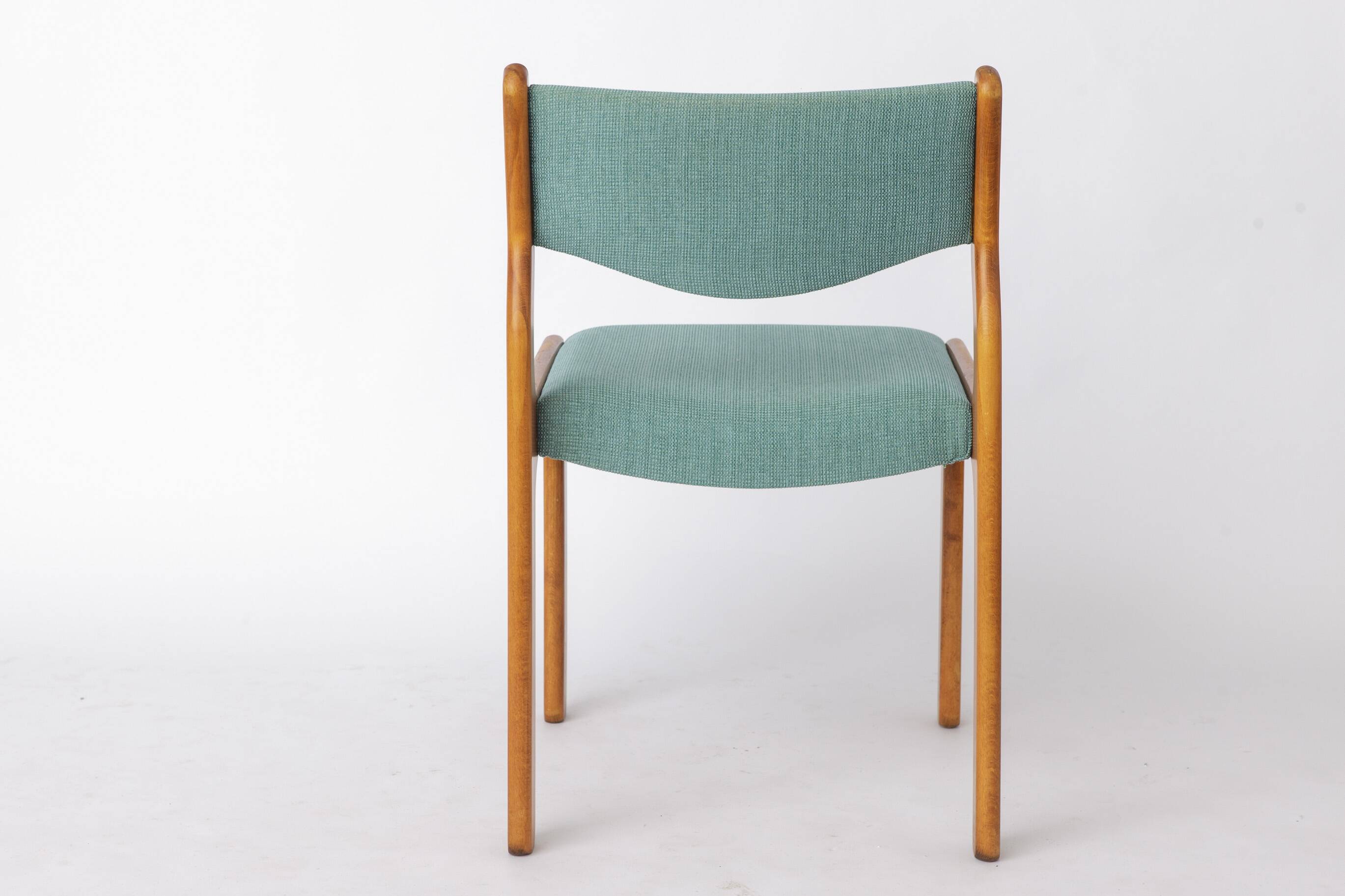 Set of 6 Vintage Beech Dining Chairs Germany 1970s Mid Century Modern