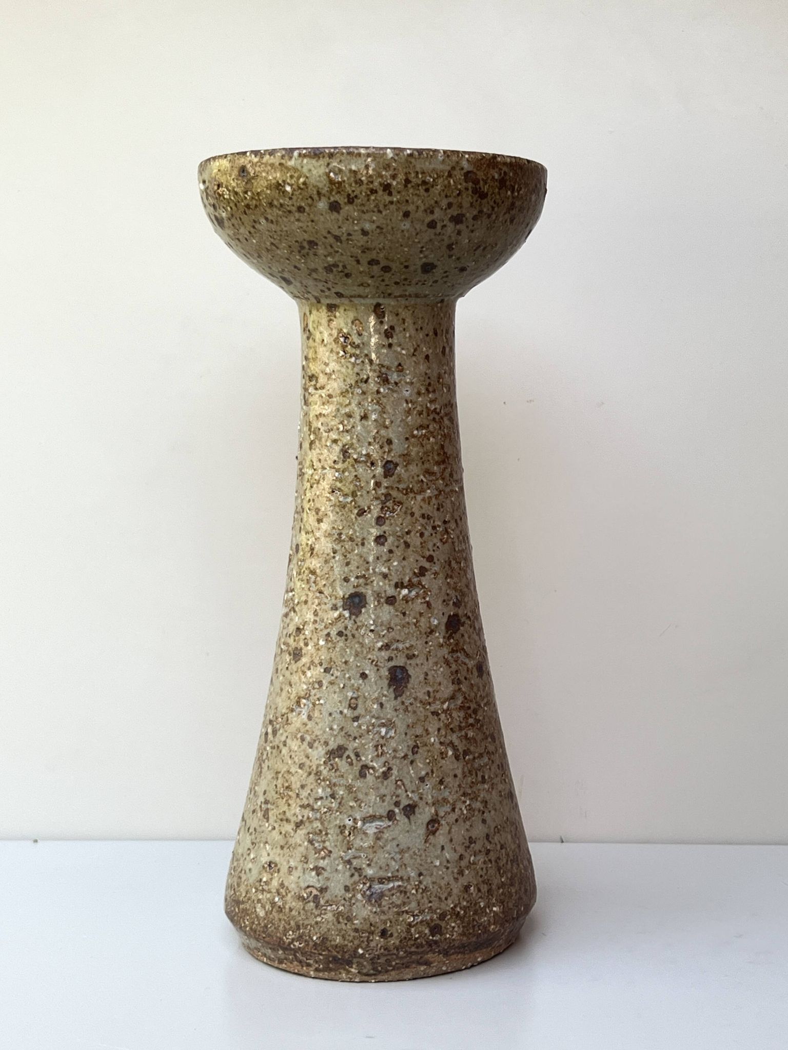 Glazed stoneware vase-candle holder, Alain Blanchard, Poterie du Méjou 1970