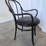 Vintage Thonet Style Dining Chair: Black Bentwood Cane Seat